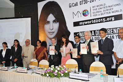 Priyanka Chopra at The UN's global survey for a better world. 