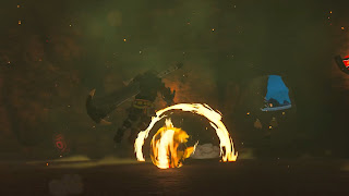 Link dodging a rotating orb of fire