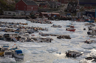 ilulissat harbour covered with ice