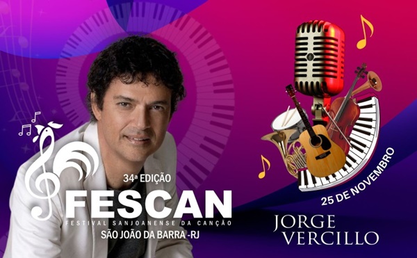 Show de Jorge Vercillo confirmado no 34º Fescan