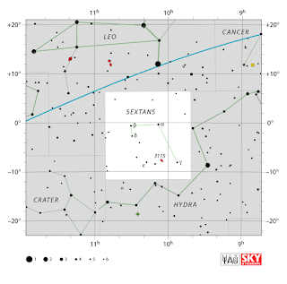 IAU: Карта на съзвездието Секстант | Sextans
