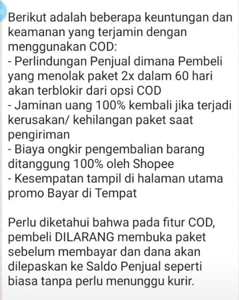 maksimal enolak pesanan COD di Shopee