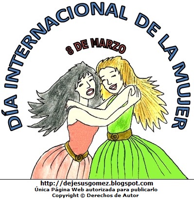 Imagen por la Día Internacional de la Mujer para niños a color. Dibujo del Día Internacional de la Mujer de Jesús Gómez