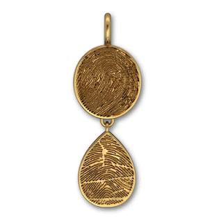 Gold Oval and Teardrop Fingerprint Pendant 