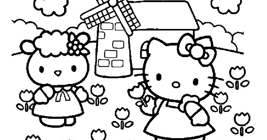 Gambar Mewarnai Hello Kitty Untuk Anak PAUD dan TK