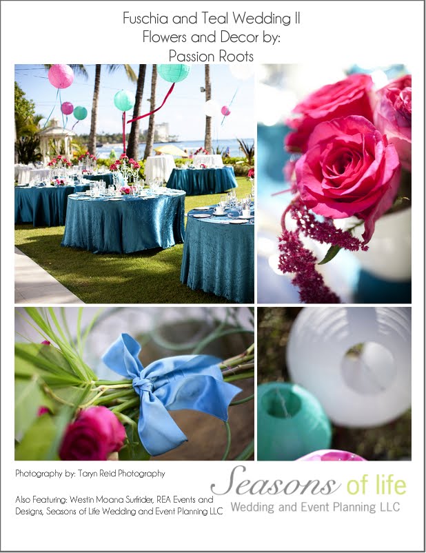 Fuschia and Teal Wedding Details