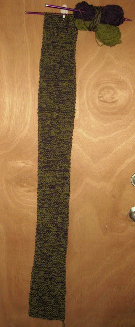 Green and Purple Combined Knitted Scarf