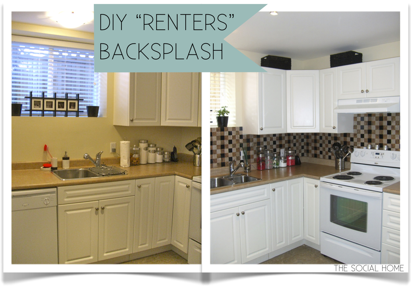 DIY Renters  Backsplash with Vinyl Tile