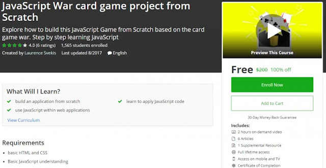 [100% Off] JavaScript War card game project from Scratch| Worth 200$