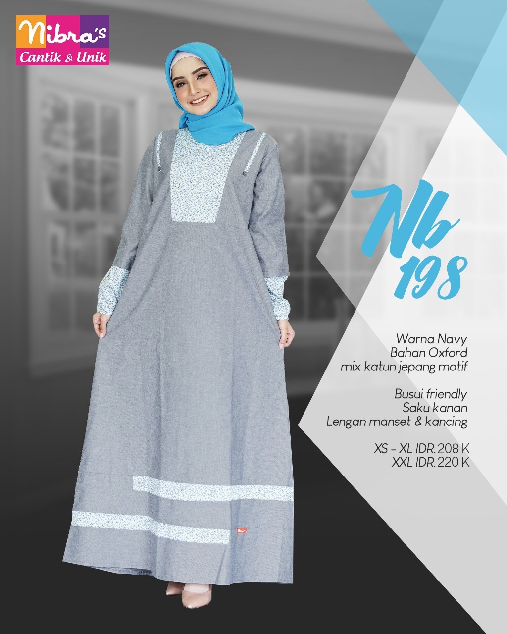 KOLEKSI GAMIS NIBRAS KATUN OXFORD TERBARU NB 198