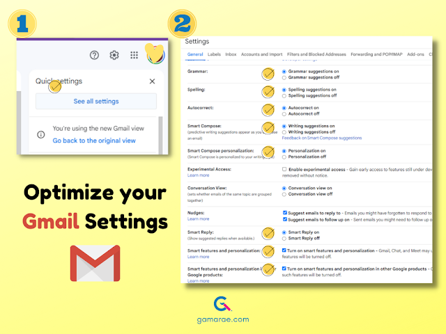 instructions how to optimize gmail