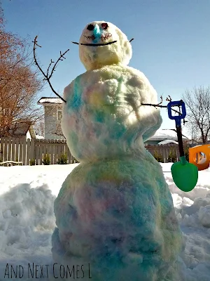 Spray Painted Snowman: A fun winter activity for kids from And Next Comes L