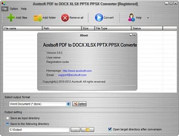  Aostsoft PDF to DOC XLS PPT PPS Converter 3.8.2