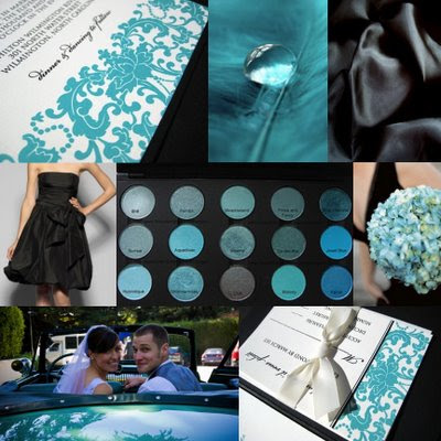 black/white with teal wedding ideas