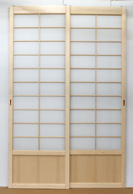 Maple shoji screens for a hallway
