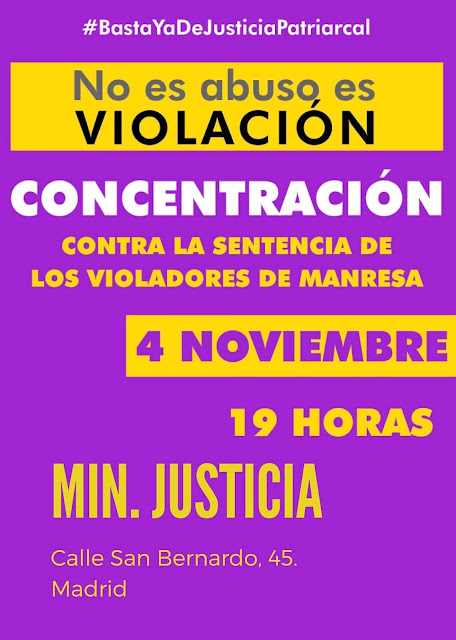 Resultado de imagen de No es abuso es violacion concentracion contra la sentencia de los violadors de manresa mº de justicia