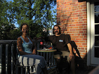 Lauren and I enjoying our wine on the upper deck at the Front Street Inn