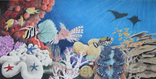 coral reef colored pencil drawing