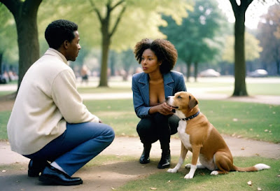 Woman at park with dog