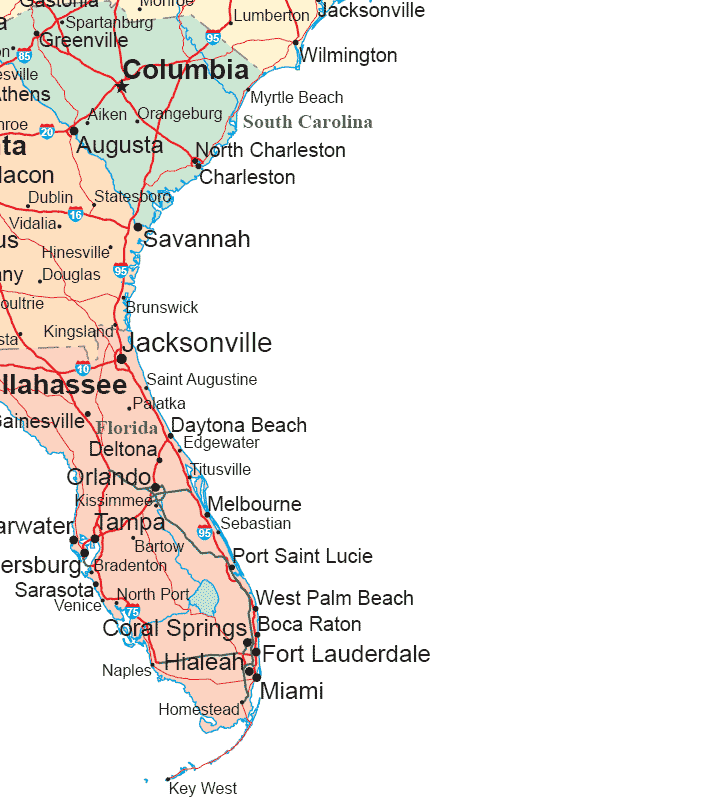 Southeastern Map Region Area