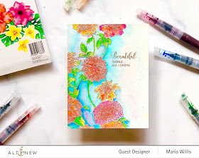 #mariawillis, #cardbomb, #altenew, #watercolorbrushmarkers, #watercolor, #flowers, #cards, #stamp, #ink, #paper, #art, #papercraft, #cardmaker, #color, 