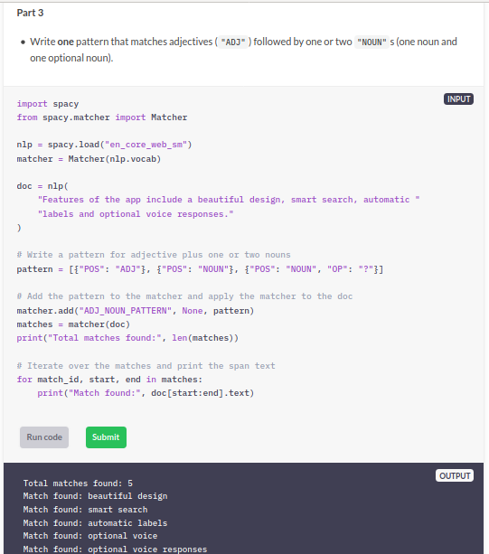 spacy complex matches spacy matcher