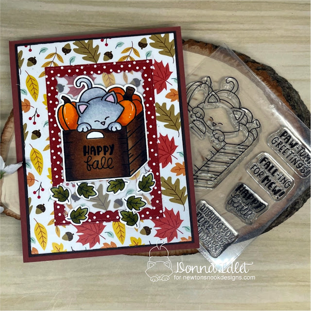 Fall Cat Card by Donna Idlet | Newton's Crate Stamp Set, Autumn Paper Pad and Framework Die Set by Newton's Nook Designs #newtonsnook