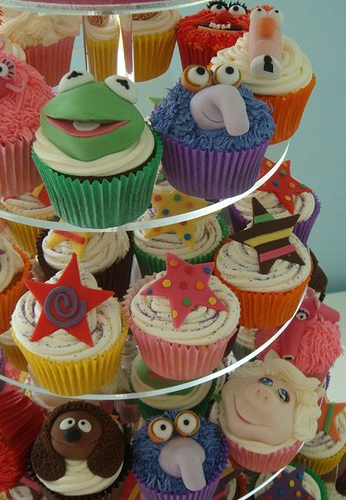 Why yes that is a Muppet weddingcupcake tower which is awesome enough 