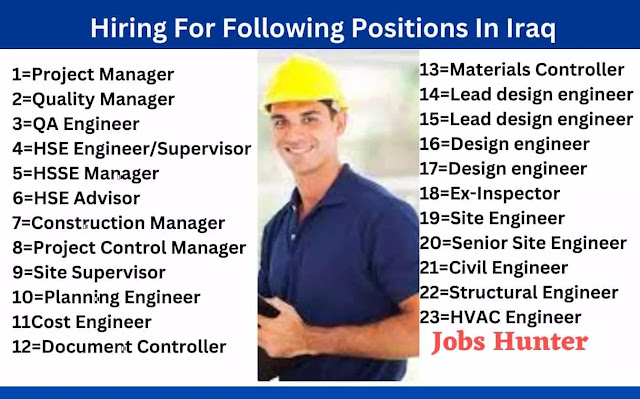 Hiring For Following Positions In Iraq