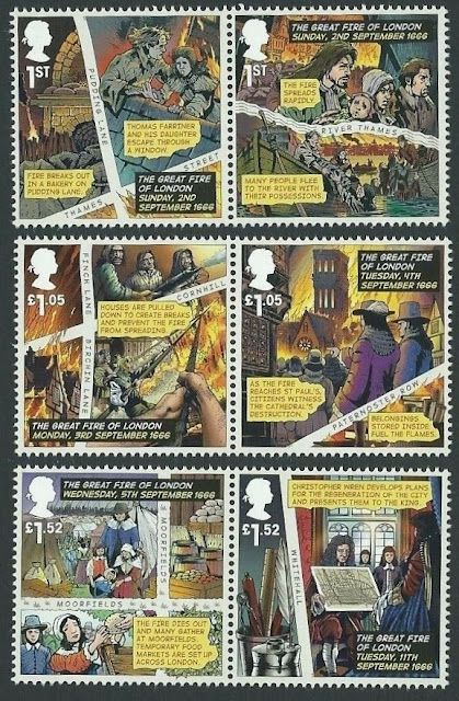 UK 2016 The Great Fire Of London Stamp Set
