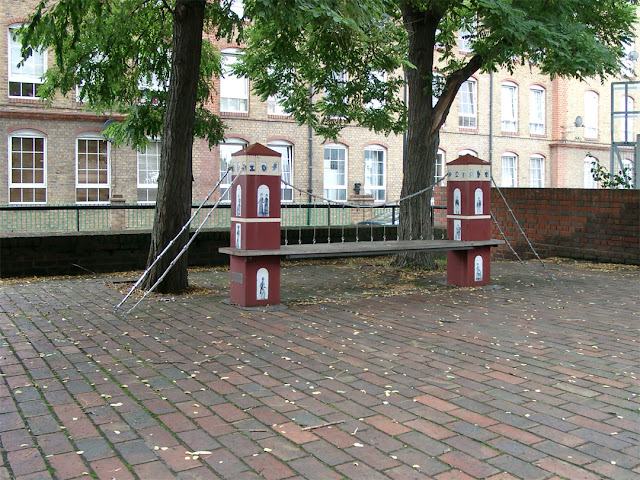 Bench with Clifton Suspension Bridge, Brunel Museum, Brunel Engine House, Railway Avenue, Rotherhithe, Southwark