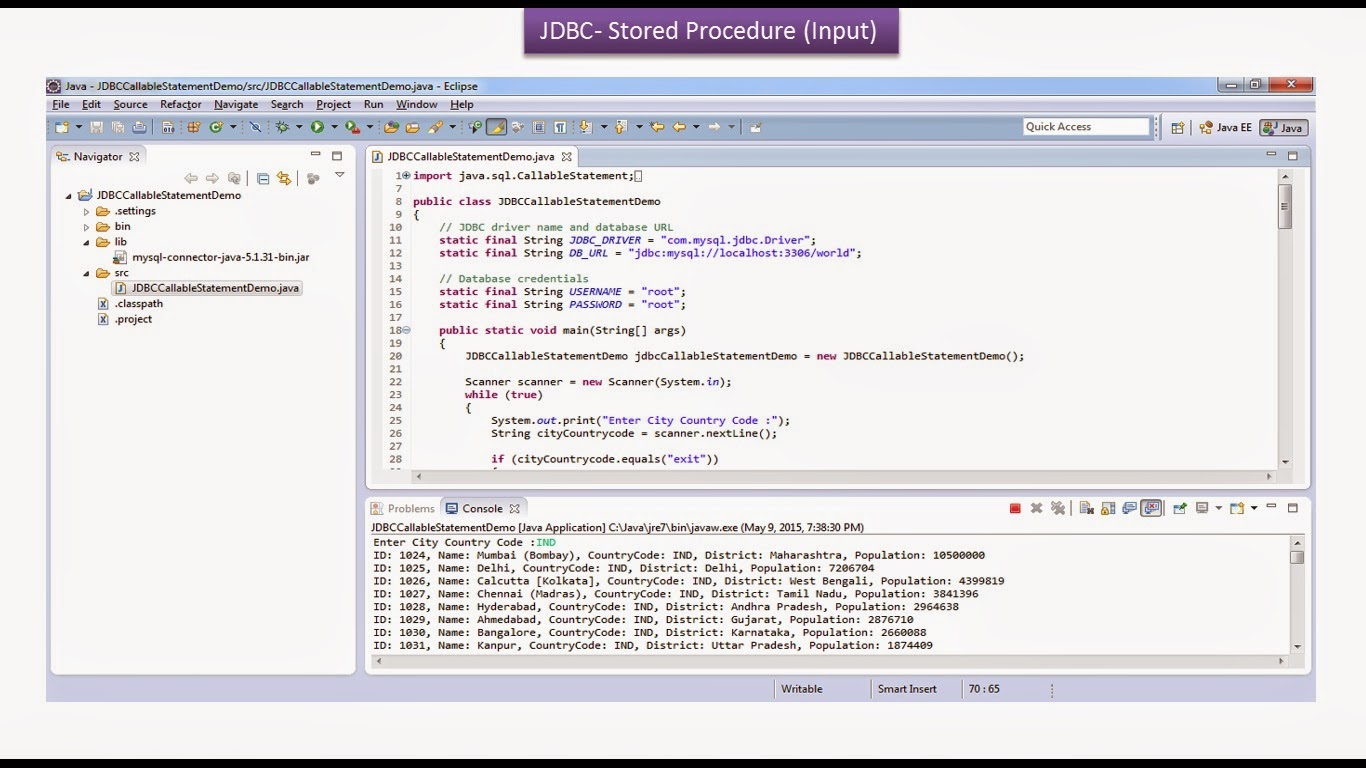 JAVA EE: JDBC - CallableStatement with Input Parameter(Mysql)