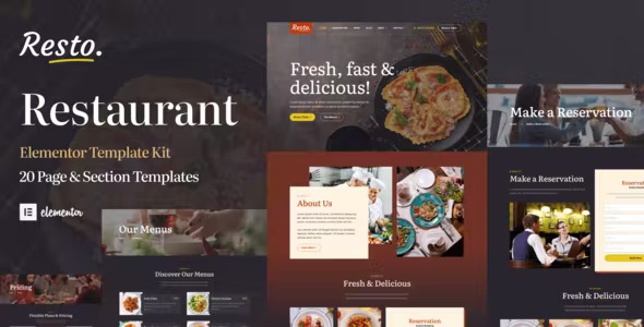 Best Restaurant Catering & Cafe Elementor Template Kit