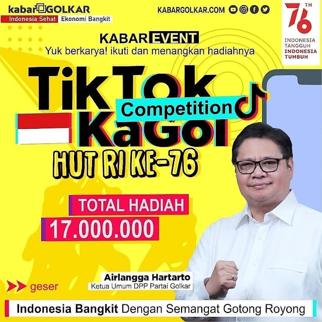 Tik Tok Competition KaGol HUT RI Ke-76 Berhadiah Total Rp 17 Juta