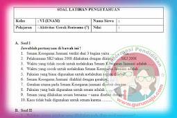 Soal PH / UH PJOK Kelas 6 Kurikulum 2013 Revisi 2018 Semua Tema