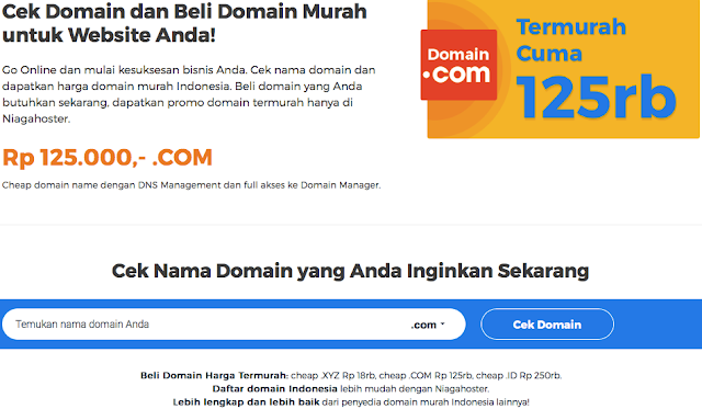 Beli domain di web hosting Niagahoster