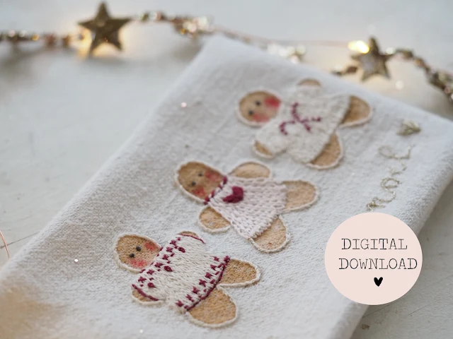 gingerbread men in sweaters embroidery pattern