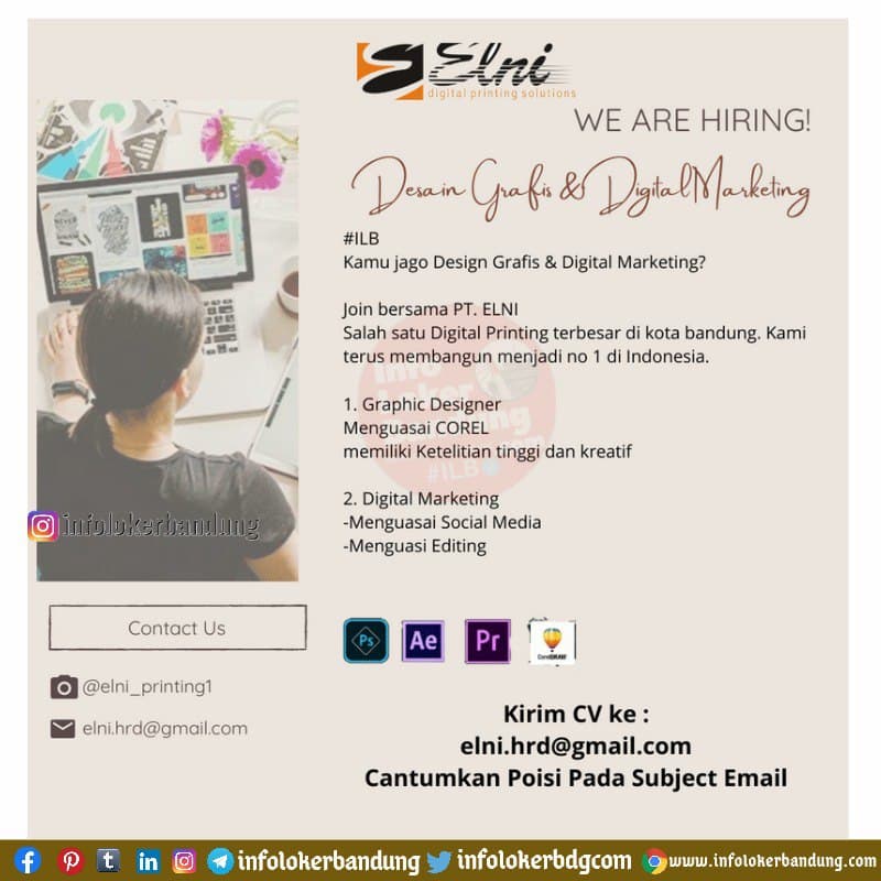 Lowongan Kerja Desain Grafis & Digital Marketing PT. ELNI Bandung Februari 2021