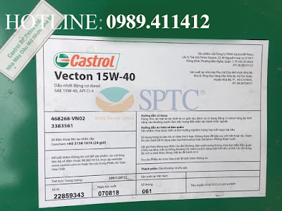 Tiêu chuẩn kỹ thuật của Dầu nhớt động cơ Castrol Vecton 15W40