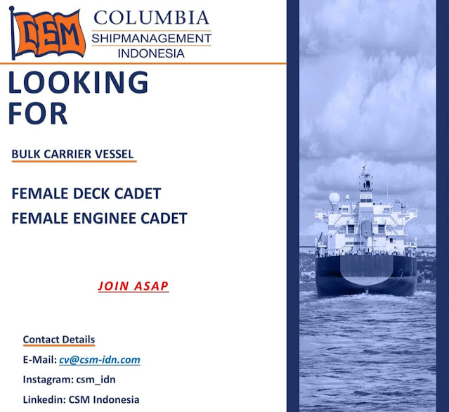 Lowongan Kerja Pelaut Columbia Ship Management Indonesia 2023 Cadet