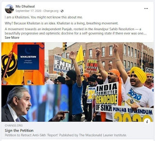 Dhaliwal had openly supported Khalistan