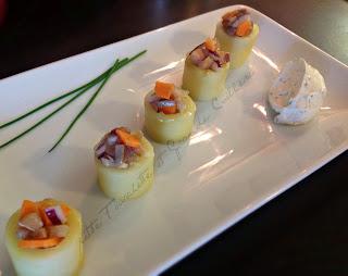 bouchées apéritives pomme de terre aux harengs fumés