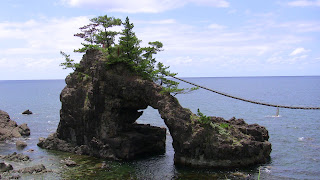 細くなっているところにも松の木が生えている