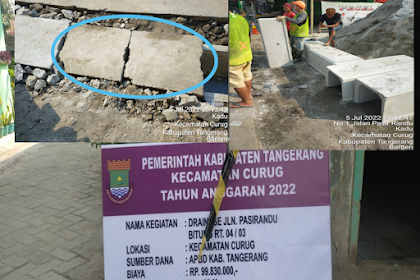 Dugaan U_dith Kecamatan Curug Kabupaten Tangerang Gunakan Material Lama Terkesan Proyek Asal Jadi