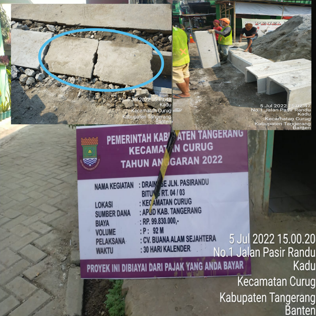 Dugaan U_dith Kecamatan Curug Kabupaten Tangerang Gunakan Material Lama Terkesan Proyek Asal Jadi