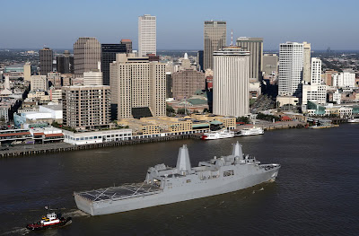 A view of the New Orleans Central Business District as seen from the Mississippi River.