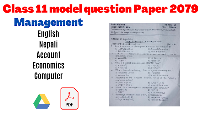Class 11 model question paper of management 2079 [pdf] 