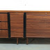 Mid-Century Teak Tambour Credenza