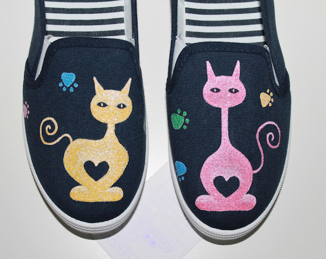 zapatillas pintadas a mano gatos
