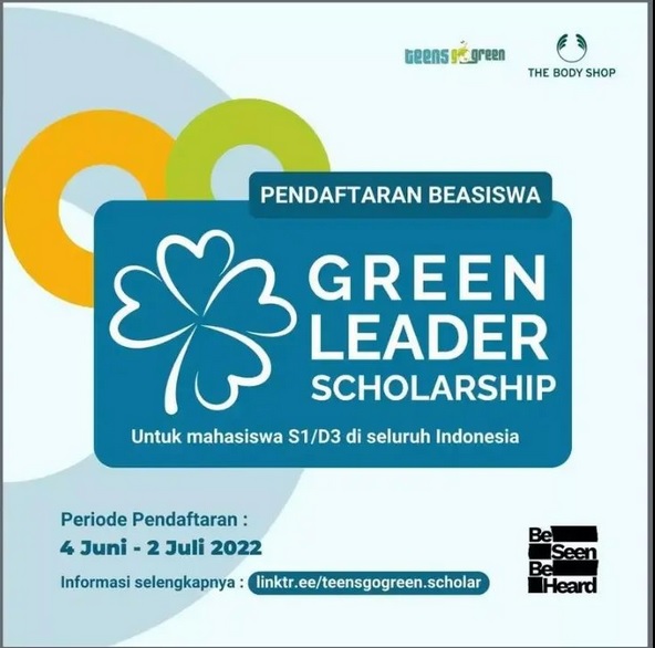 Dibuka Pendaftaran Beasiswa: Green Leader Scholarship 2022